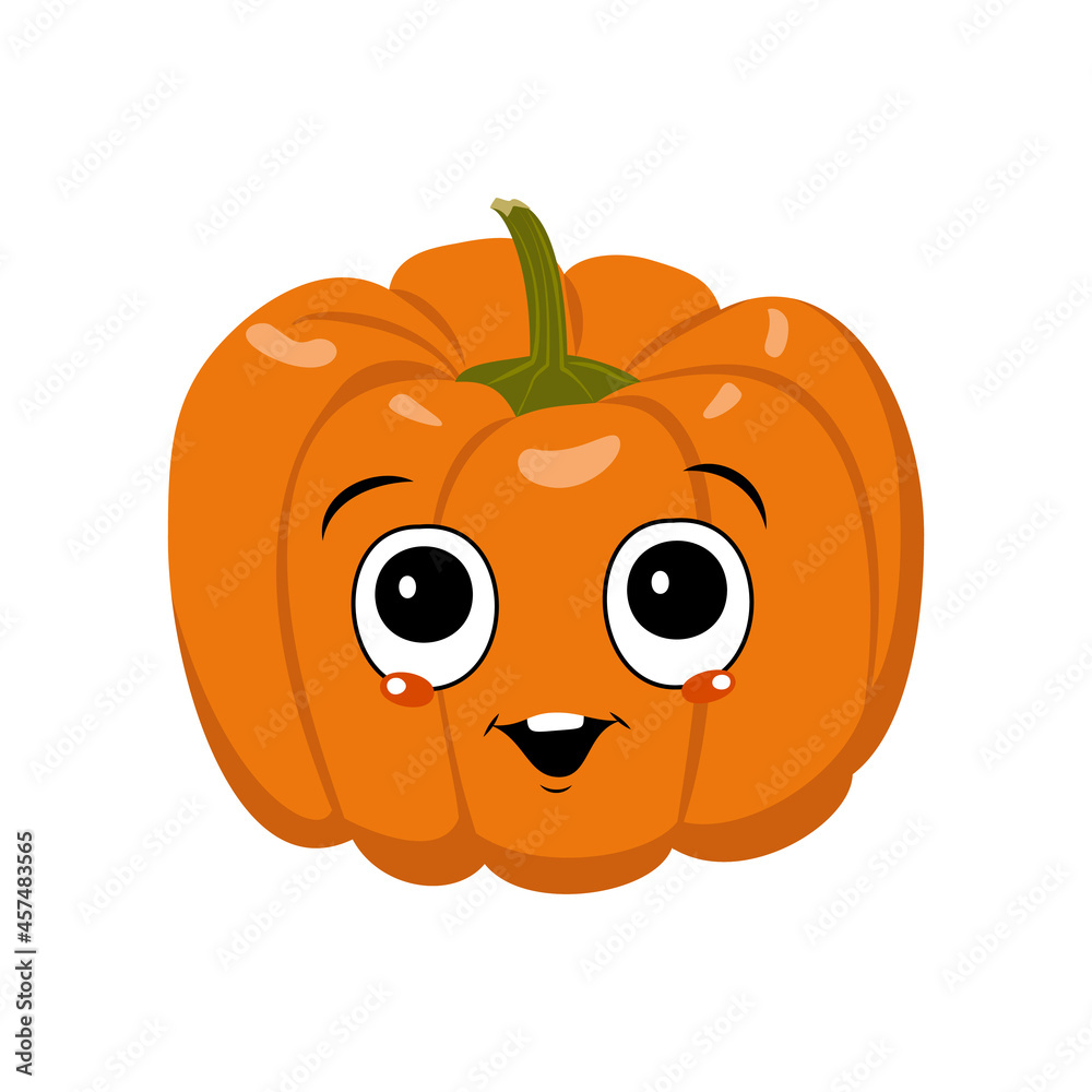 custom made wallpaper toronto digitalCute pumpkin character with joy emotions, face, big eyes and wide happy smile. Festive decoration for Halloween. Mischievous vegetable hero