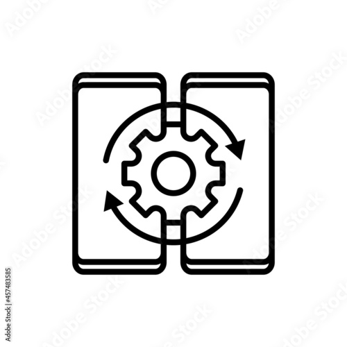 Mobile syncing thin line icon. Modern vector illustration.
