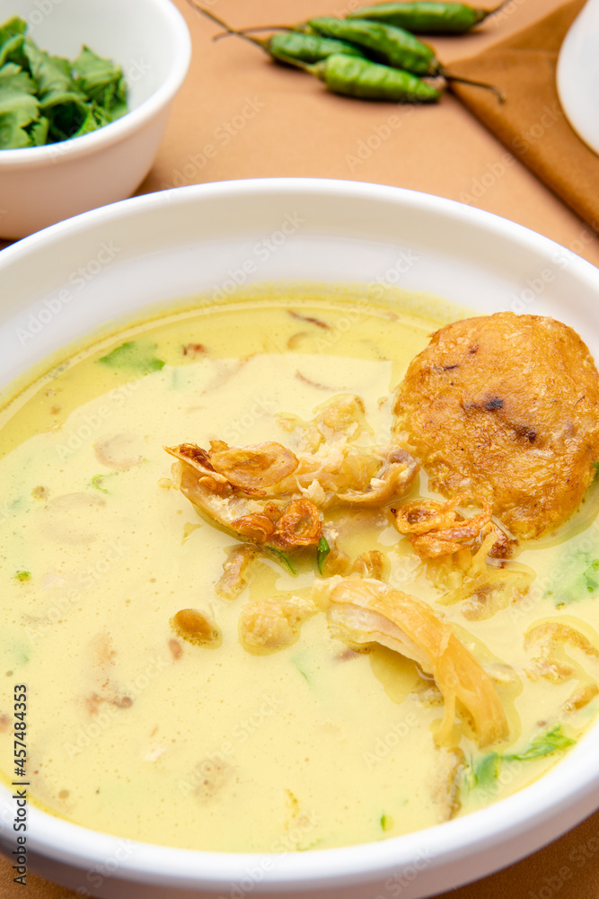 Nasi Soto Ayam or Soto Medan is Traditional chicken soup with rice from Medan, North Sumatra.
Soto is a traditional Indonesian soup mainly composed of broth, meat, fried patties and vegetables. Nasi Soto Ayam or Soto Medan is Traditional chicken soup with rice from Medan, North Sumatra.
Soto is a traditional Indonesian soup mainly composed of broth, meat, fried patties and vegetables.