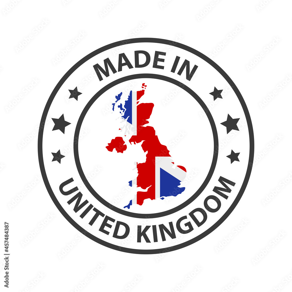 Made in the United Kingdom icon. Stamp sticker. Vector illustration Made in the United Kingdom icon. Stamp sticker. Vector illustration