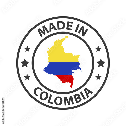 Made in Colombia icon. Stamp sticker. Vector illustration