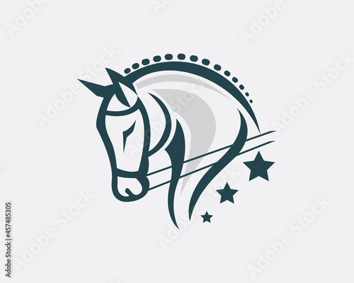 elegant horse head equestrian sport stallion logo template illustration