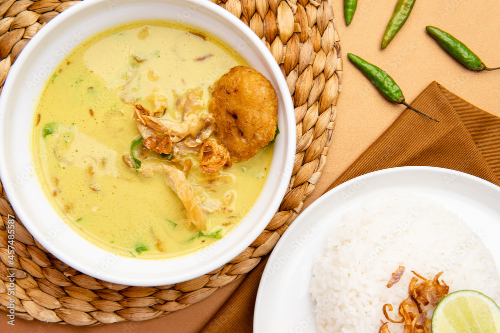Nasi Soto Ayam or Soto Medan is Traditional chicken soup with rice from Medan, North Sumatra.
Soto is a traditional Indonesian soup mainly composed of broth, meat, fried patties and vegetables. Nasi Soto Ayam or Soto Medan is Traditional chicken soup with rice from Medan, North Sumatra.
Soto is a traditional Indonesian soup mainly composed of broth, meat, fried patties and vegetables.
