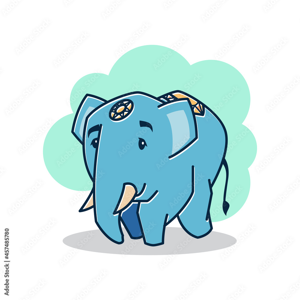 Big Friendly Elephant Walking Running Zoo Cartoon Character