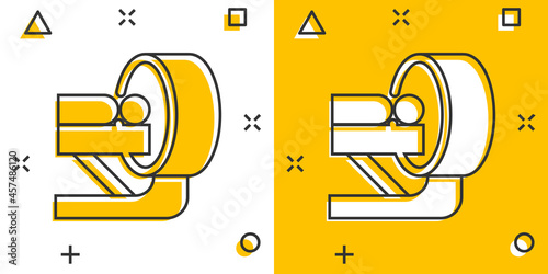 Radiology icon in comic style. Tomography cartoon vector illustration on white isolated background. Mri scanner splash effect business concept.