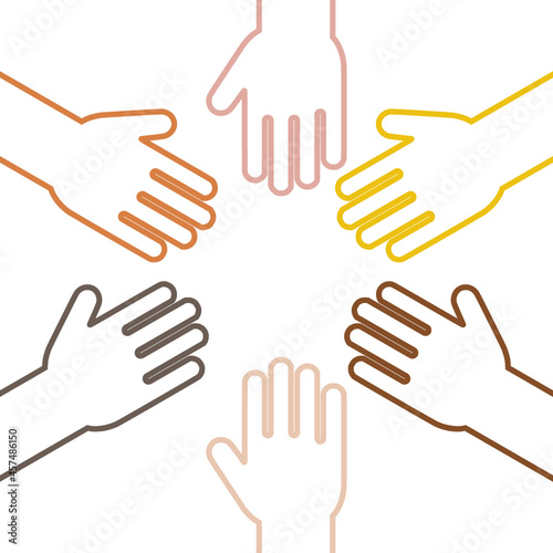 Teamwork hands icon isolated on white background