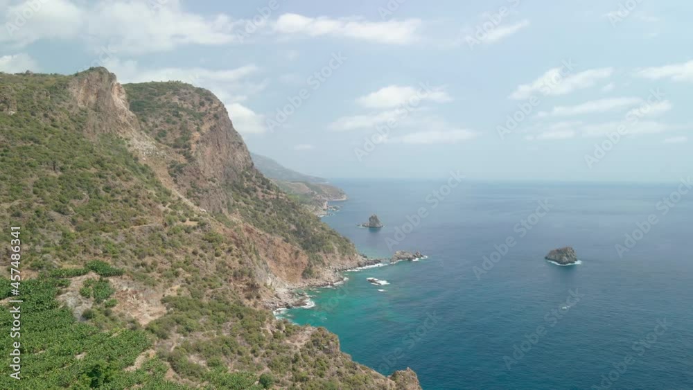 A view of the rocky area on the seashore from a drone. A view of the rocky area on the seashore from a drone.