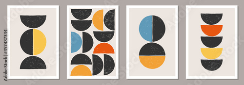 Set of minimal 20s geometric design posters, vector template