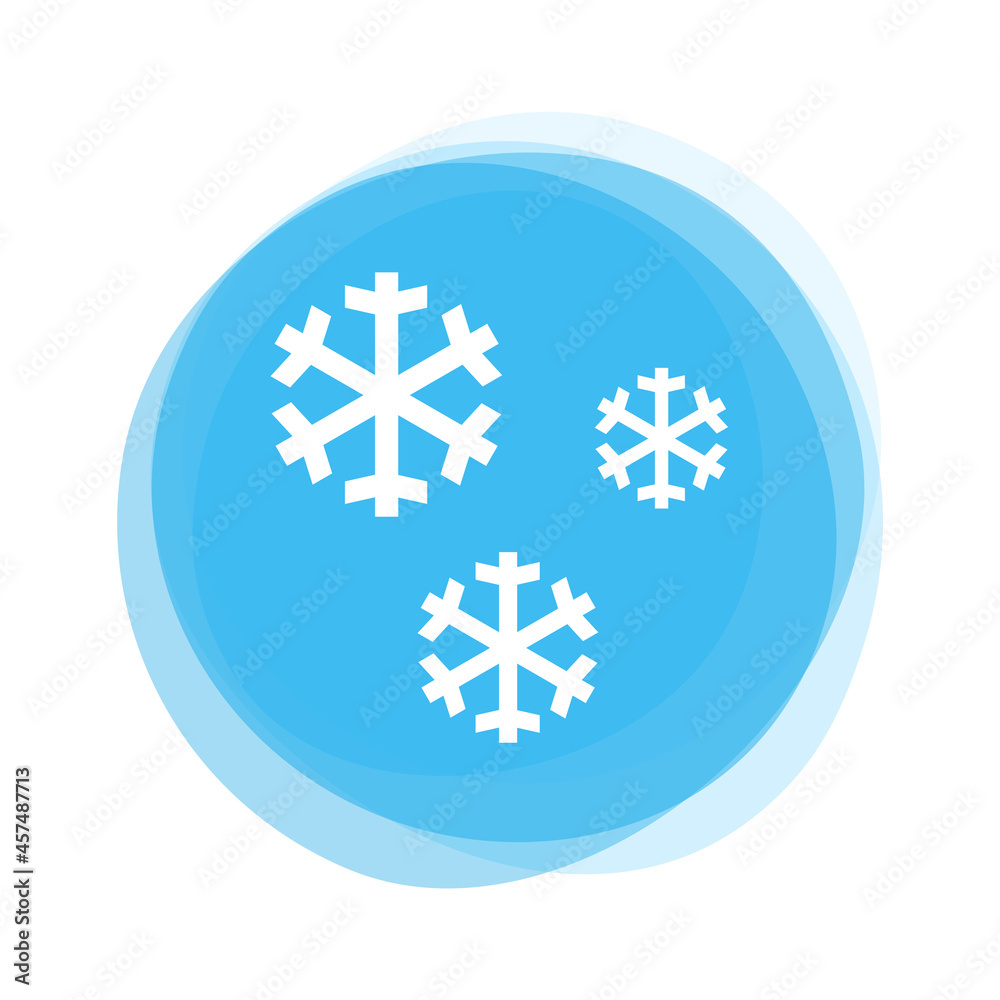 Weißer Frost auf hellblauem Button - Winter, kalt oder Klimaanlage