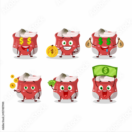Bay leaf cartoon character with cute emoticon bring money