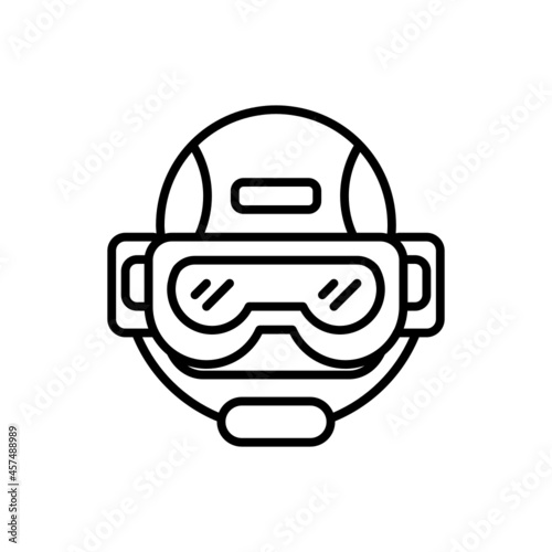 Vector illustration of line icon design. helmet icon. Suitable for use in applications, websites, social media, brochures, etc