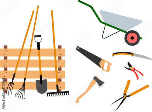 Gardening tools set on white background - vector illustration