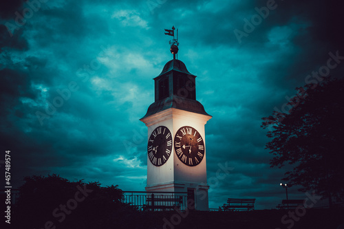 Petrovaradin Fortress in Novi Sad, Serbia. Cloudy weather