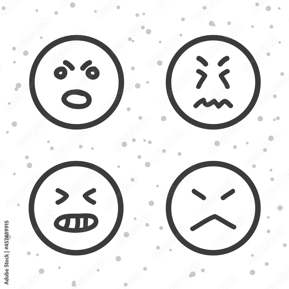 Fototapeta premium Mad Smiley icons. Angry and bad emoticons symbols.