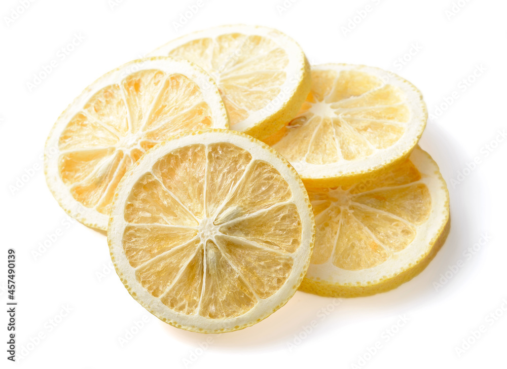 dried lemon slices isolated on the white background dried lemon slices isolated on the white background