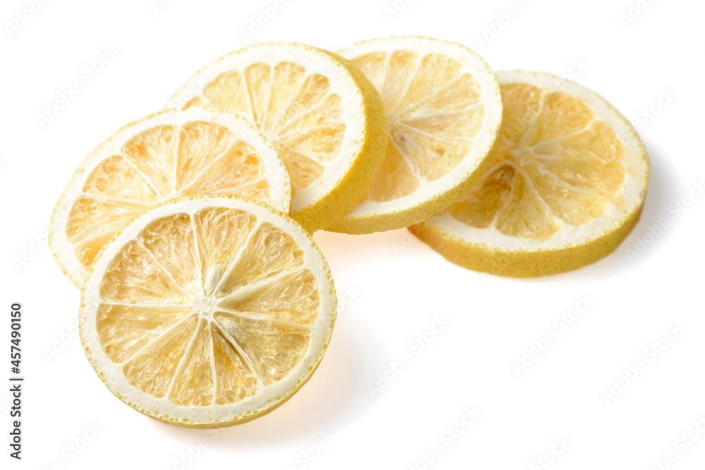 dried lemon slices isolated on the white background dried lemon slices isolated on the white background