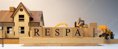 Respa was created from wooden cubes. Finance and Banking.