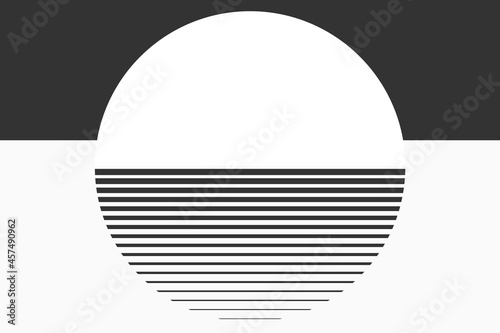 Minimal moon geometric aesthetic background vector in black and white © Rawpixel.com