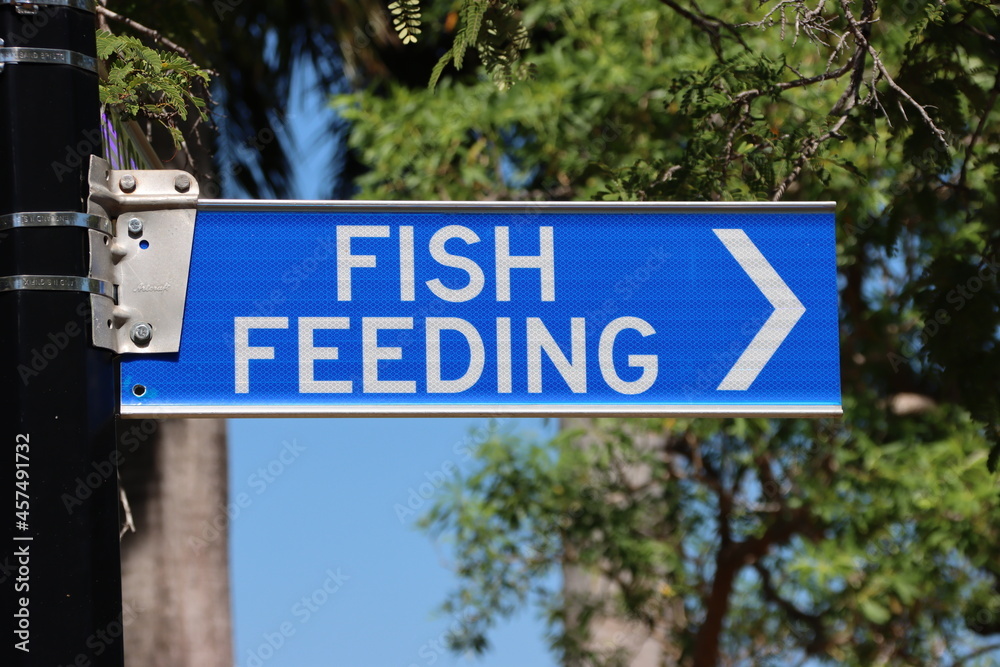 Fish feeding sign in Darwin, Northern Territory, Australia. Fish feeding sign in Darwin, Northern Territory, Australia.
