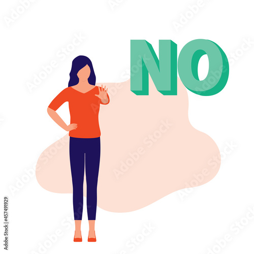 Young Woman With Stop Hand Gesture Saying No.