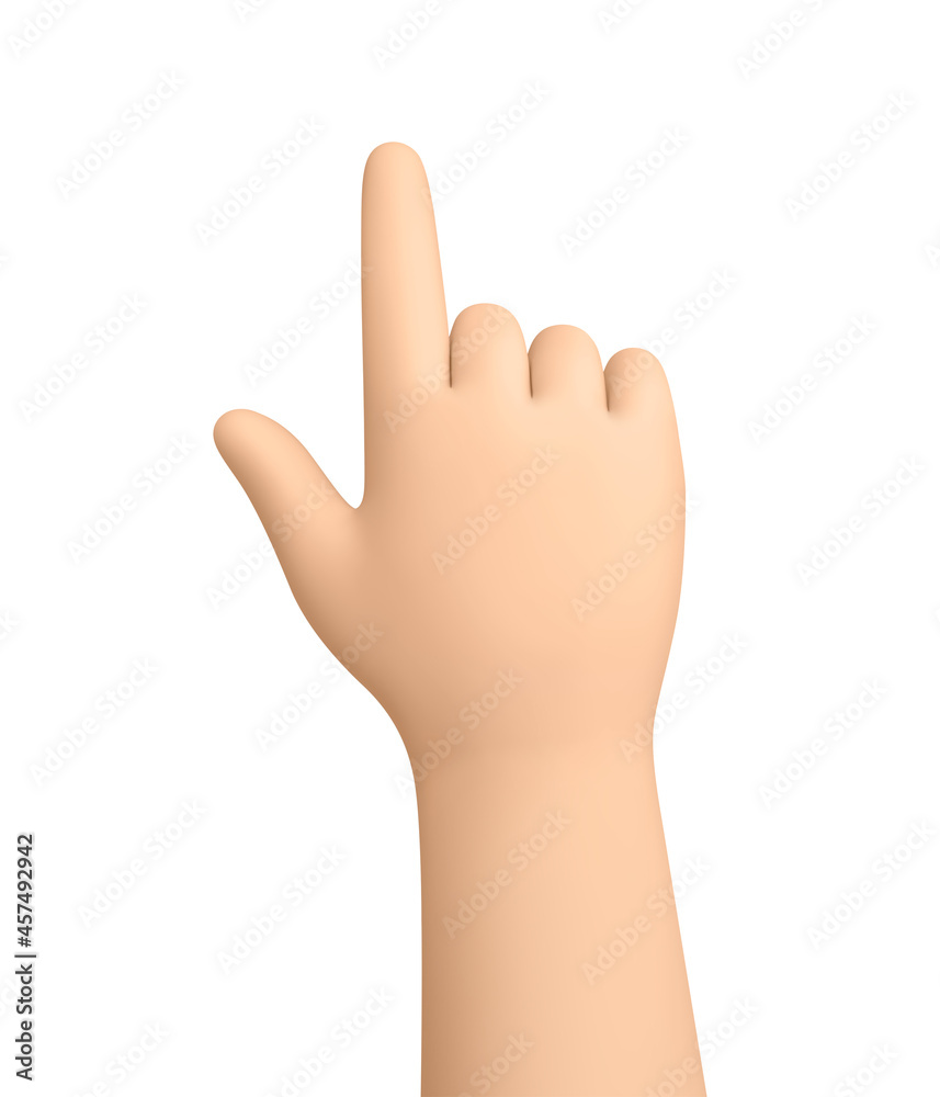 Cartoon hand pointing at something isolated on white
