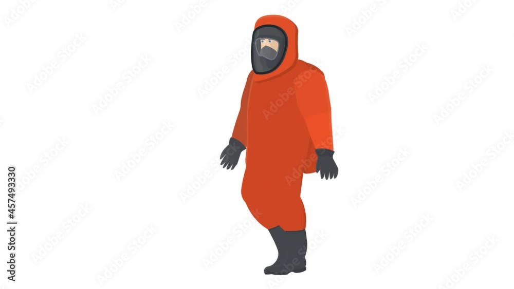 Man in a protective suit. Animation of biological hazard, alpha channel is enabled. Cartoon Man in a protective suit. Animation of biological hazard, alpha channel is enabled. Cartoon