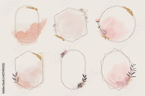 Geometric floral frame collection vector