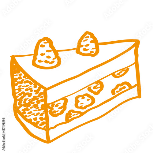 Handgezeichnetes Tortenstück in orange (ID: 457493594)
