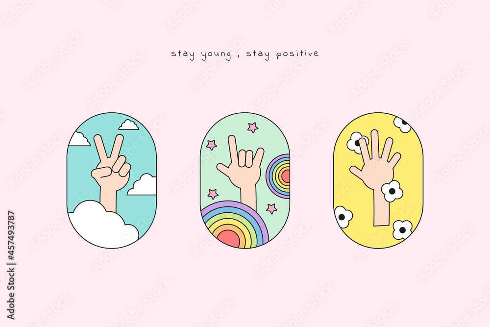 Fototapeta premium Happy International Youth Day badges vector