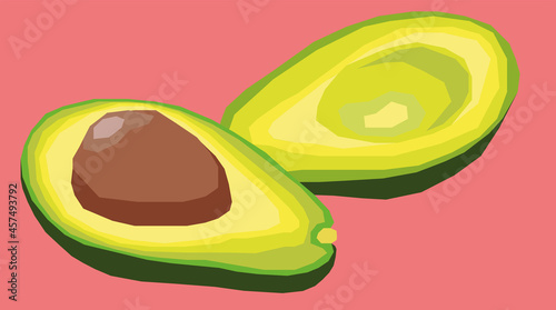 aguacate vector dibujo con fondo rosa