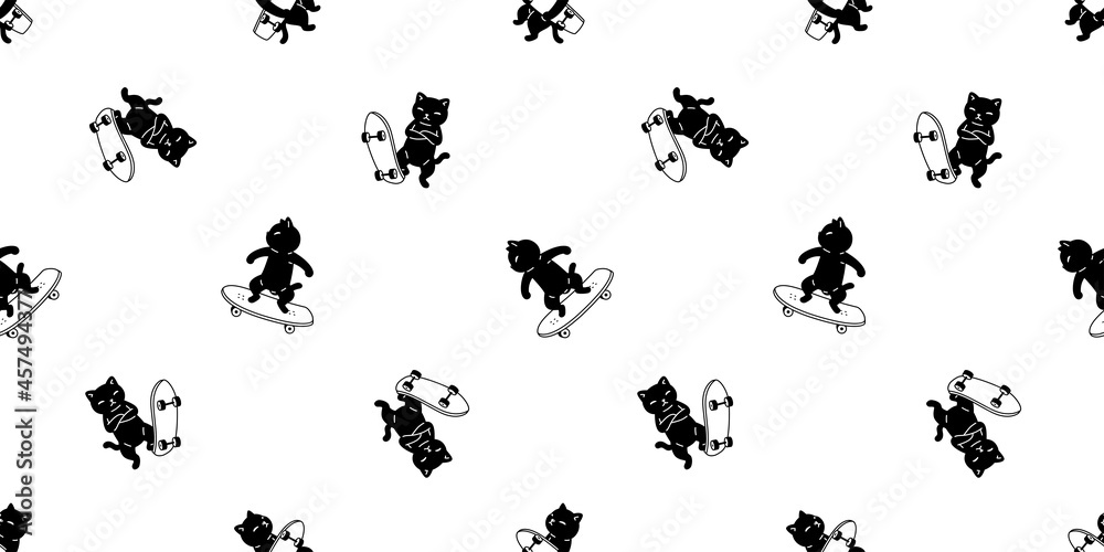cat seamless pattern kitten skateboard surfboard calico vector sport pet breed scarf isolated repeat background cartoon animal doodle tile wallpaper illustration design cat seamless pattern kitten skateboard surfboard calico vector sport pet breed scarf isolated repeat background cartoon animal doodle tile wallpaper illustration design