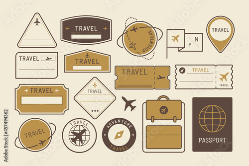 Travel stickers and badge set vector