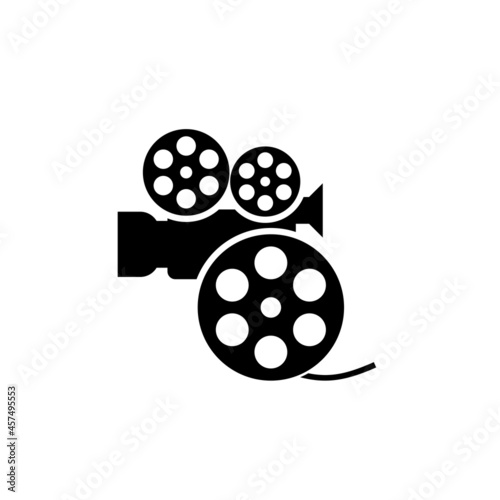 Retro cinema camera icon isolated on white background