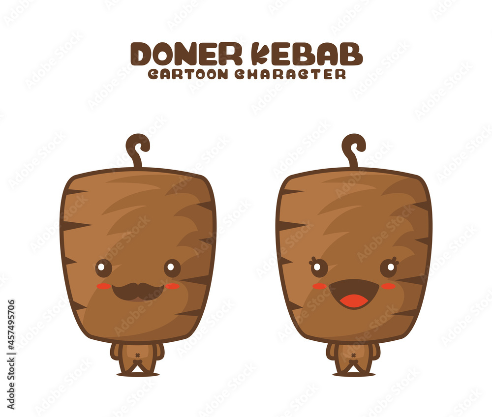 cute doner kebab mascot, food cartoon illustration