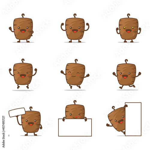 cute doner kebab cartoon. with happy facial expressions and different poses