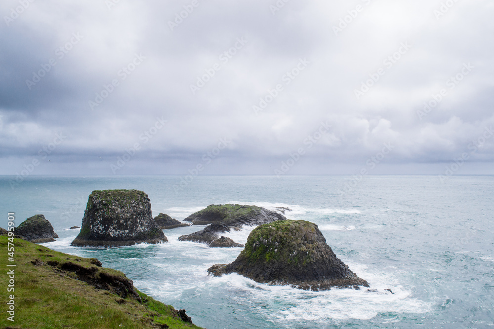 View of the fjords coastline at Snaefellsnes Peninsula, Iceland. Cloudy day during summer