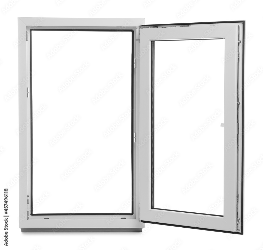 New modern single casement window isolated on white New modern single casement window isolated on white