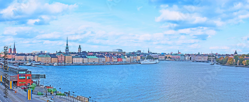 The panorama of Skeppsbron quay in Stockholm, Sweden photo
