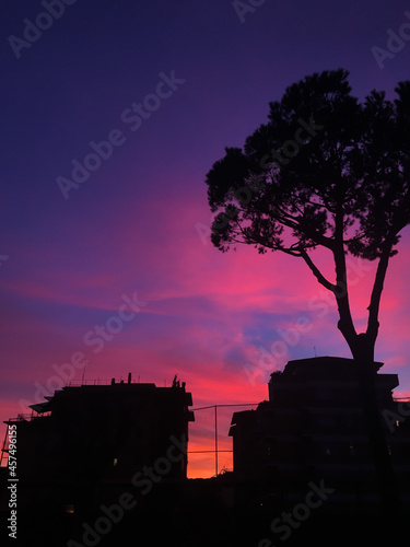 sunset in the city