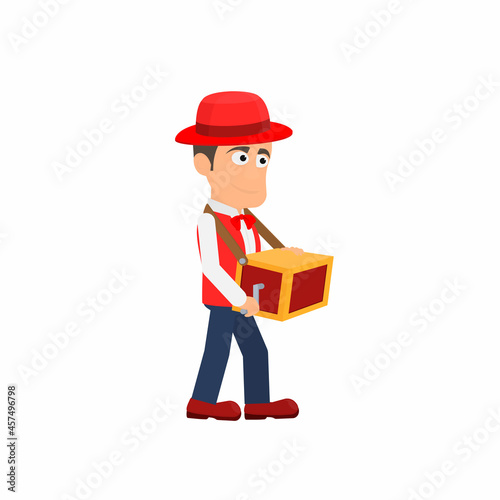 Bild auf Leinwand Organ grinder. Musician with barrel organ, vector illustration