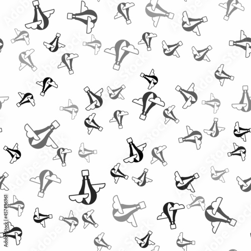 Wallpaper Mural Black Hot air balloon icon isolated seamless pattern on white background. Air transport for travel. Vector Torontodigital.ca