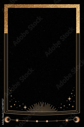 Mystical golden frame on black background vector
