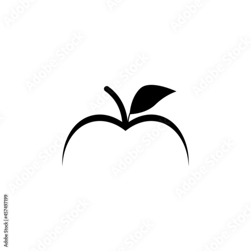 Half apple icon. Outline vector on a white blank background.