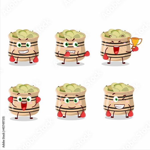A sporty green cardamon boxing athlete cartoon mascot design