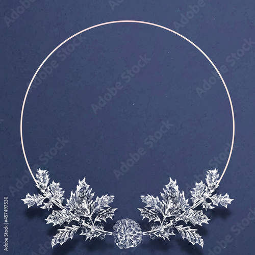 White round winter frame social ads template vector