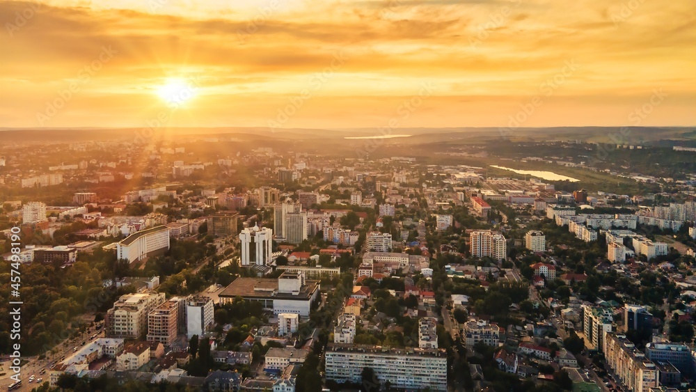Aerial drone view of Chisinau, Moldova