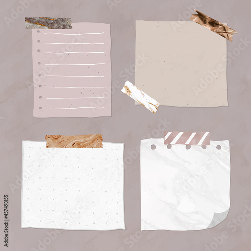 Blank reminder paper notes vector set