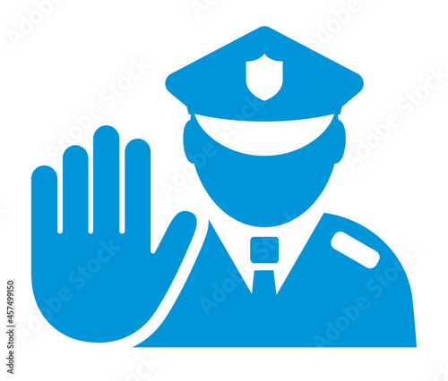 Policeman icon, police patrol vector sign
