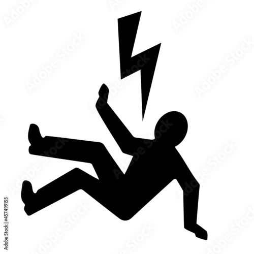 Electrical injury hazard icon, high voltage warning sign