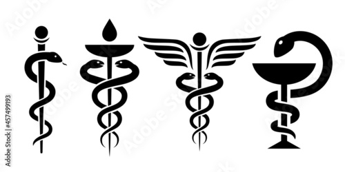 Caduceus snake icon, vector medical logo photo